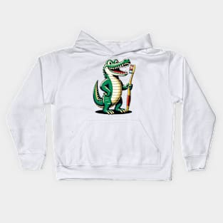 Aligator with toothbrush Kids Hoodie